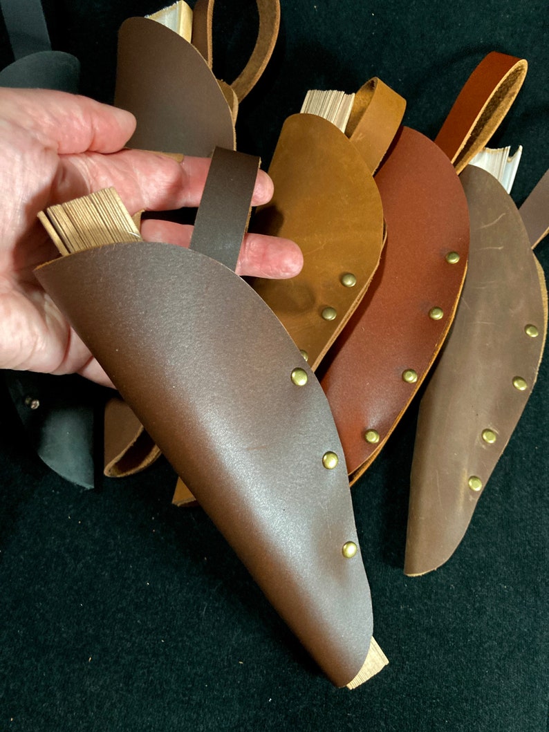Fan Holster, Belt holster & fan, genuine leather fan sheath, for Renfaire, 2 options hangs on belt or snaps. Sandalwood fan Included image 4