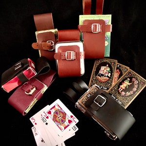 Card holster, belt pouch for playing cards, Tarot card carrying case, card games belt pouch. leather card holster, card belt case