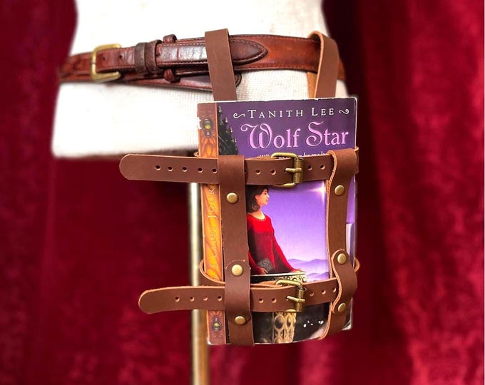 Featured listing image: Leather Book Holster for Paperback, Cosplay Renfaire Costume