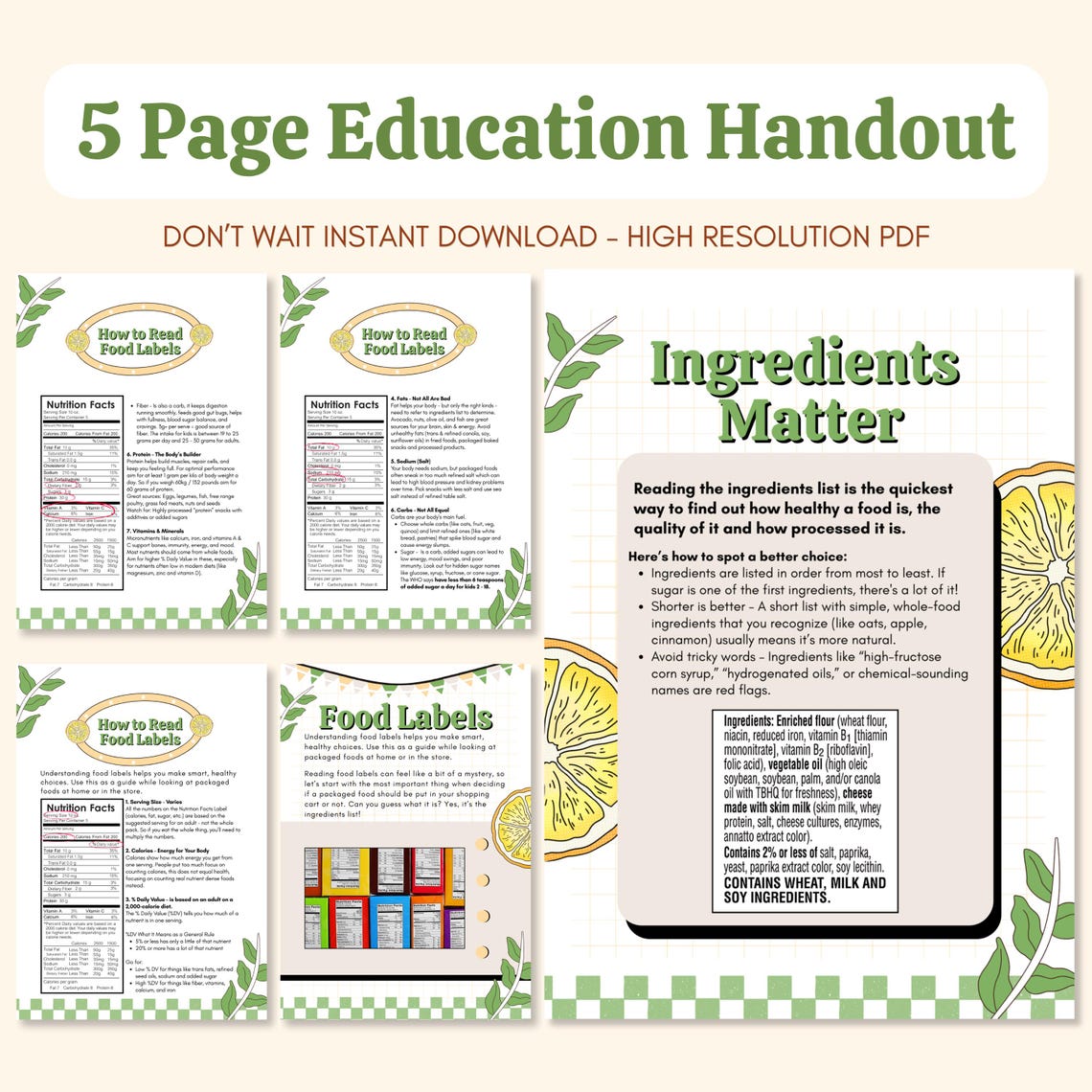 Produce Labels Guide Food Label Guide: Nutrition Facts, Healthy Eating (5-page Printable) - Etsy