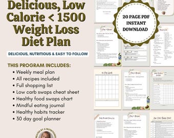 Programme de perte de poids durable : plan de repas de 1 500 calories (PDF imprimable)