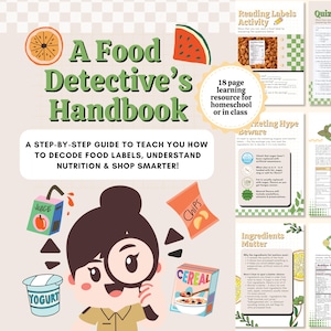 Kids Healthy Eating Printables – How to Read Food Labels & Nutrition Facts | Kids Health Food Education | Homeschool Nutrition Food Guide