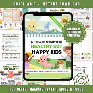 Libro de actividades para la salud intestinal infantil: Guía de nutrición para la educación en casa (Descarga digital)