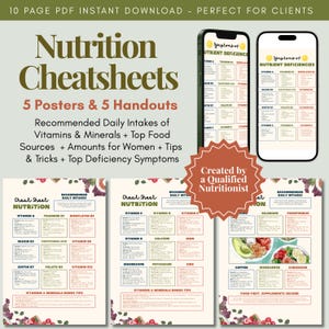 Nutrition Cheatsheets – Printable Healthy Food Posters & Handouts | Vitamin and Mineral Chart - Digital Download