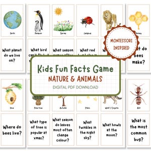 Kids Card Game - Fun Nature & Animals Flashcards – Montessori Inspired Learning | Class, Nursery, Homeschool | Forest School | PDF Download