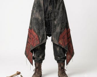 Post Apocalyptic Wasteland Pants & Distressed Combat Boots Set | Dystopian Cosplay Outfit | Cyberpunk LARP Gear by CZY United Kingdom