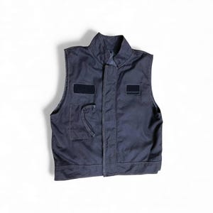 Cade Bane Cosplay Vest | Stand Collar Workwear, Velcro Patch, White Topstitch | Bounty hunter vest