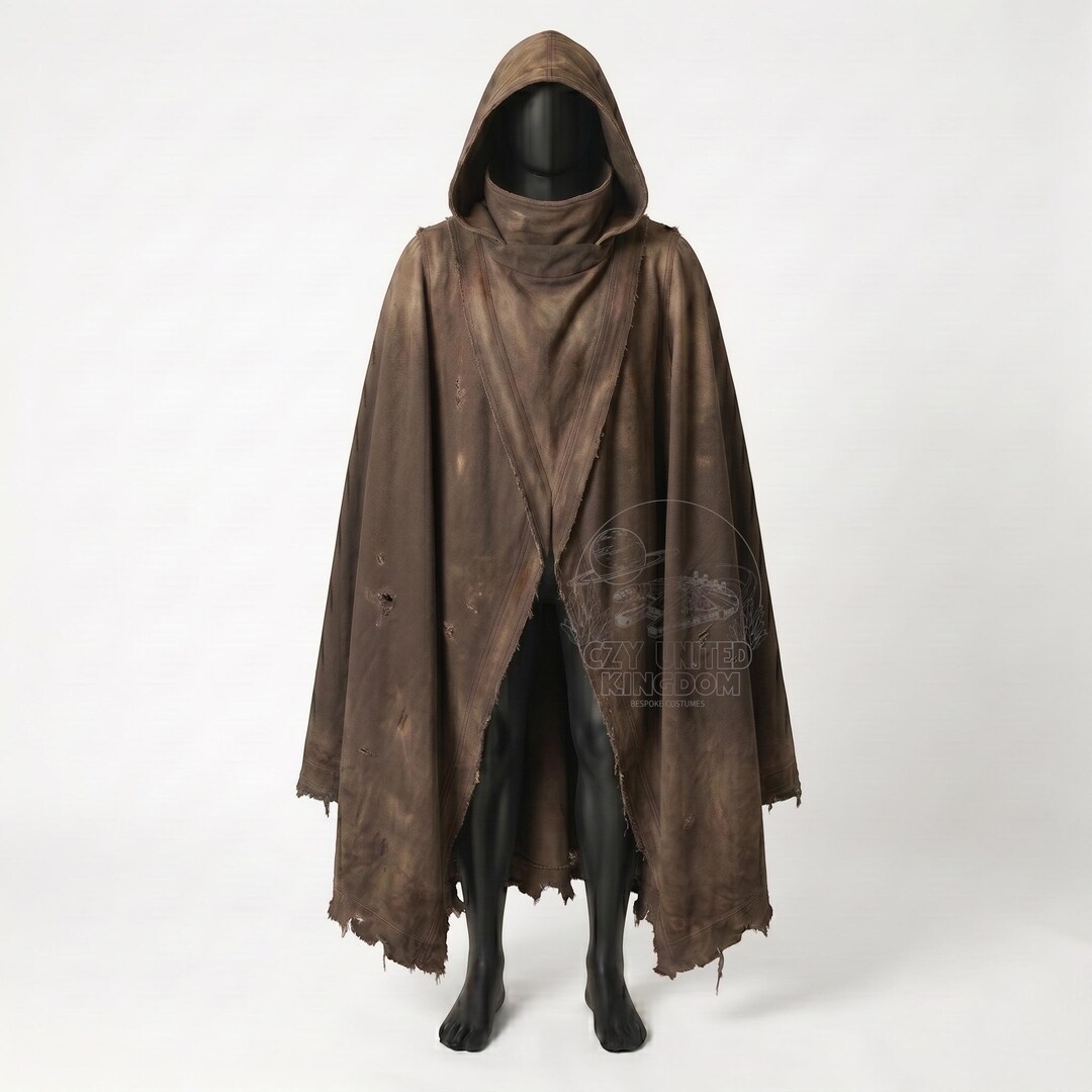 Post-apocalyptic Hooded Cape | Distressed Wasteland Survivor Gear
