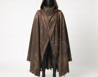 Mantello con cappuccio post-apocalittico / Equipaggiamento da sopravvissuto in un deserto degradato / Costume cosplay LARP / Mantello di tela robusto e lacero / "Ranger nomade"