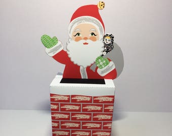 Santa Chimney Box Printable PDF and PNG files, holiday gift, party favor, Christmas decor, craft