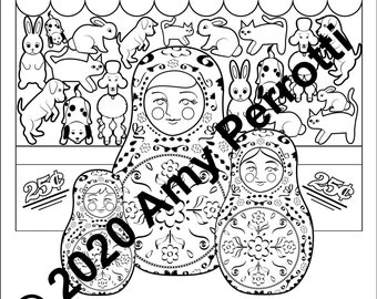 Matryoshka at the Fair coloring page printable file