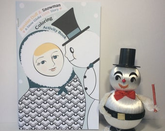Winter Coloring and Activity Book Printable, Russian Doll, Snowman