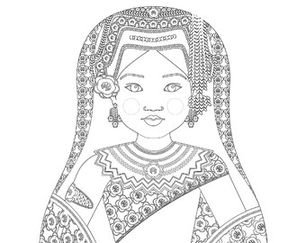 Hmong Girl Matryoshka Coloring Sheet Printable File Etsy