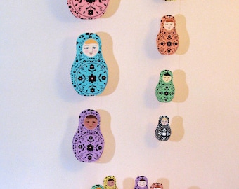 Fichier imprimable de décorations de fête matriochka, poupées russes