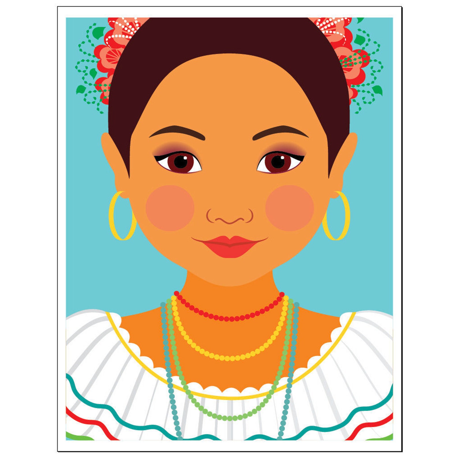 Nicaraguan Wall Art Print with culturally traditional dress | Etsy