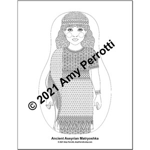 Ancient Assyrian Coloring Sheet Printable File, Traditional Folk Dress ...