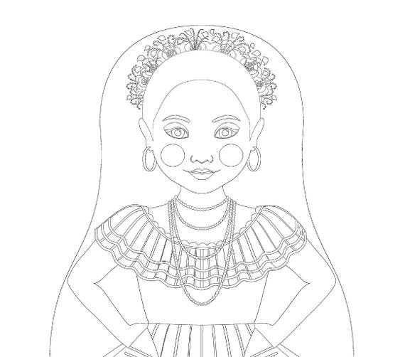 Nicaraguan Coloring Sheet Printable File Traditional Folk Etsy UK