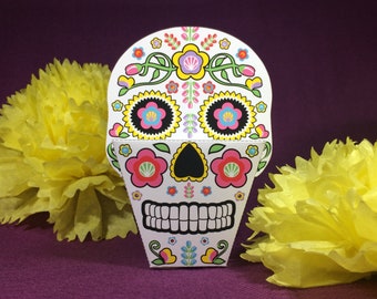 Boîte cadeau Sugar Skull Day of the Dead DIY imprimable Craft fichiers PDF et PNG