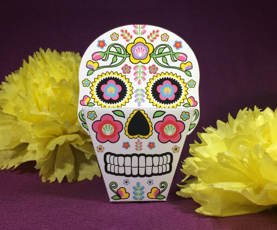 Sugar Skull Day of the Dead Favor Box DIY Printable File Craft