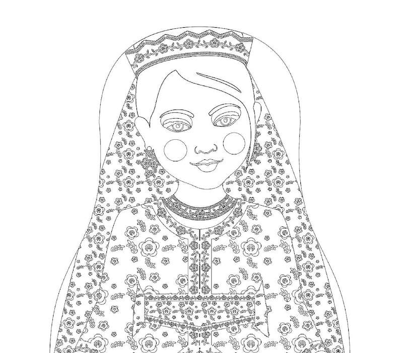 Moroccan Bride Coloring Sheet Printable File, Traditional Folk Dress ...