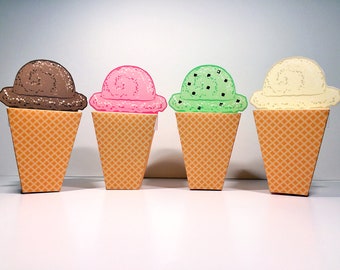 Boîtes de cadeaux pour cornets de crème glacée, bricolage, fichiers imprimables