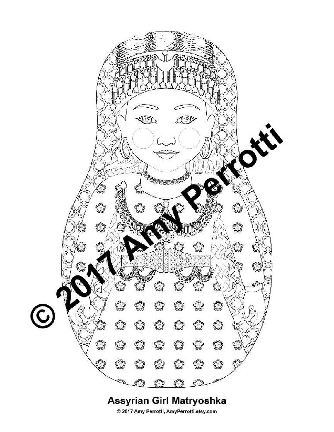 Assyrian Coloring Sheet Printable File, Traditional Folk Dress ...