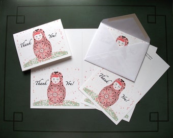 Matryoshka Merci carte Fichier imprimable Russe Babushka Nesting Stacking Doll