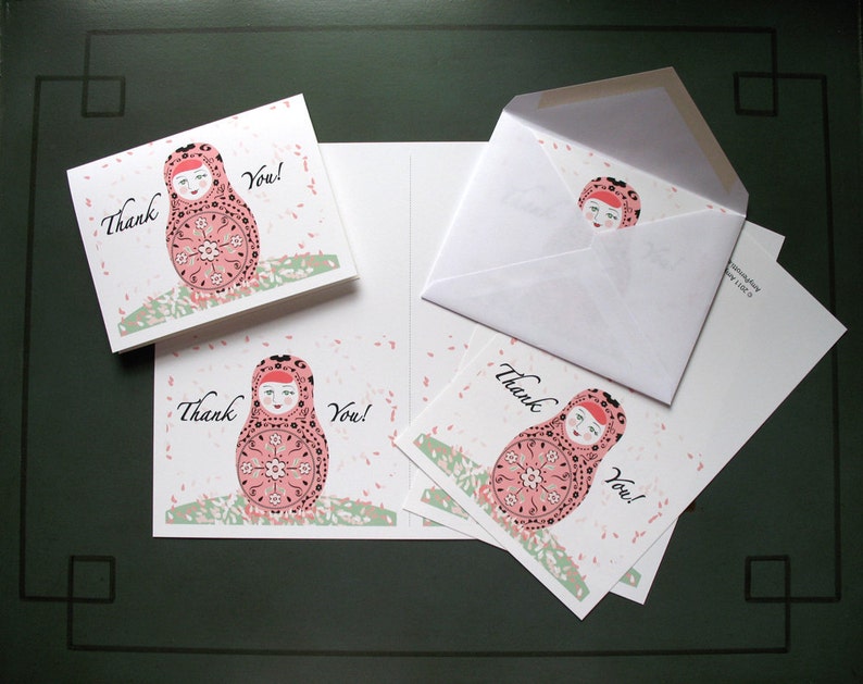Matryoshka Thank You Card Printable file Russian Babushka Nesting Stacking Doll