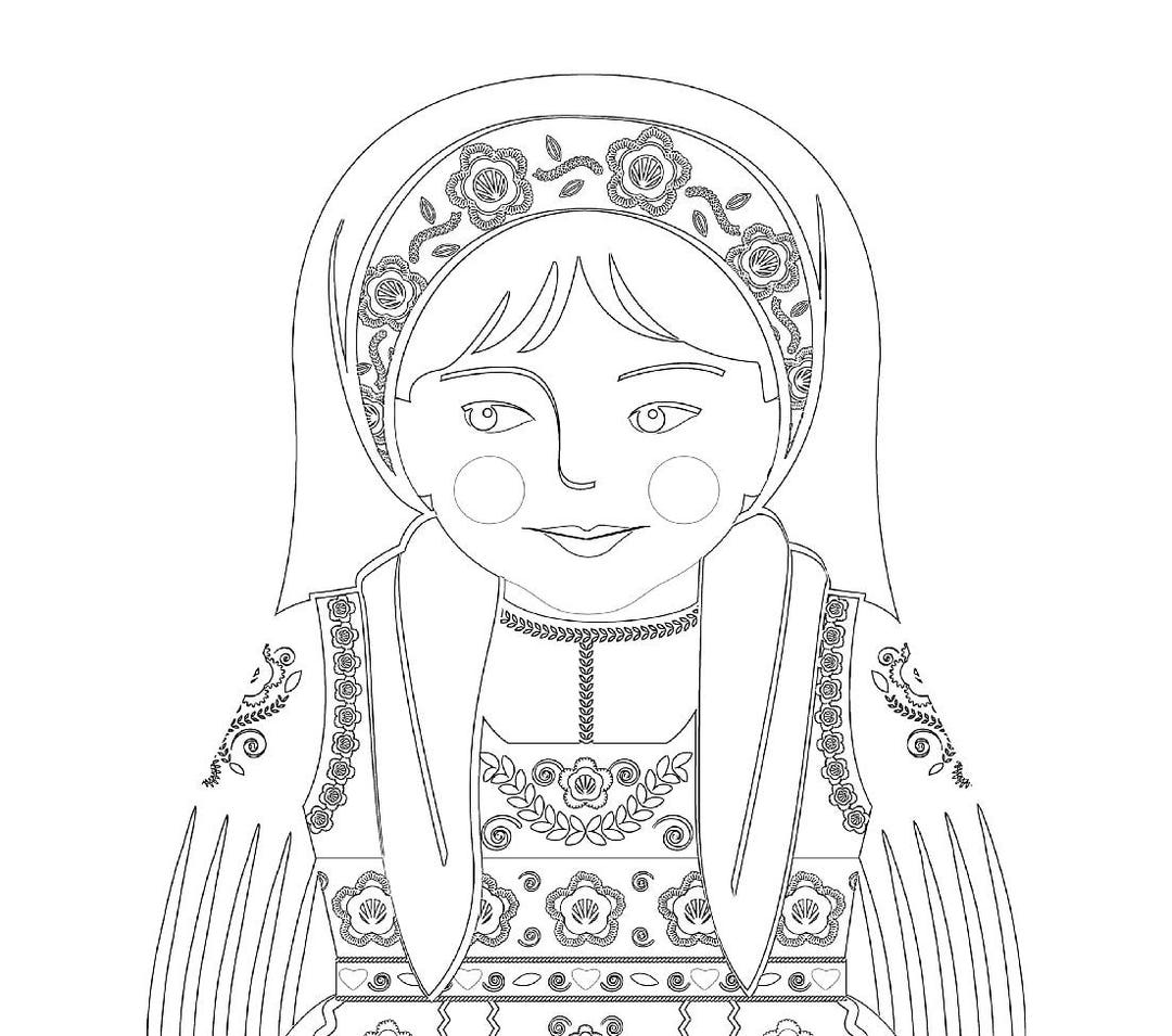 Portuguese Coloring Sheet Printable File, Traditional Folk Dress ...