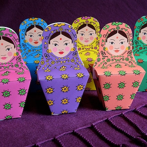 Indian Matryoshka Party Favor Boxes Printable