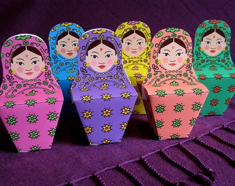 Indian Matryoshka Party Favor Boxes Printable