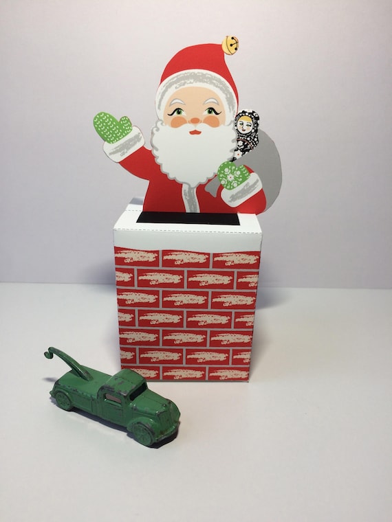 Santa Chimney Box Printable PDF and PNG files, holiday gift, party favor, Christmas decor, craft