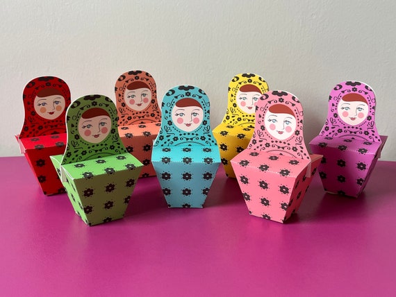 Matryoshka Party Favor Boxes Printable file Russian Babushka Nesting Stacking Doll