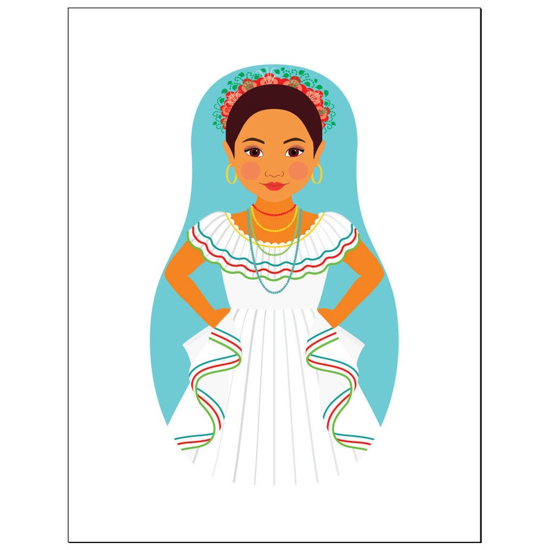 Nicaraguan Wall Art Print with culturally traditional dress | Etsy