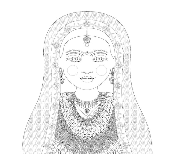 Nepalese Bride Matryoshka Coloring Sheet Printable file | Etsy