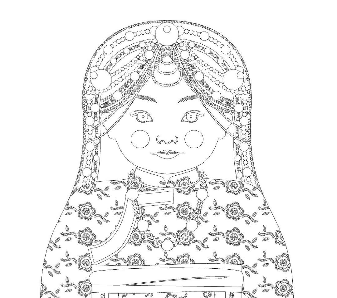 Tibetan Coloring Sheet Printable File Traditional Folk Dress - Etsy