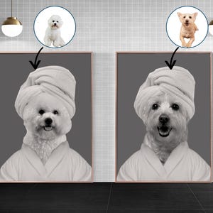 Personalized Pet Portrait Photo,Funny Bathroom Art,Dog Reading Newspaper on Toilet,Dog Wall Art,Dog in Toilet,Pet in Bathtub,custom pet gift