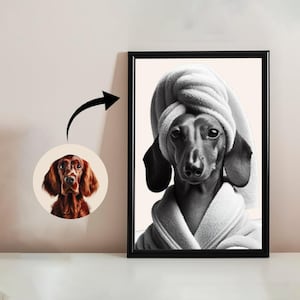 Custom Pet Portrait, Pet in Bathtub, Funny Bathroom Art Print, Personalized Pet Dog Mom Gift Illustration, Digital Files