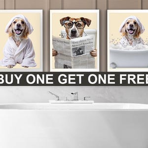 Custom Pet Portrait, Funny Dog or Cat Portrait, Funny Pet Portrait, Bathroom Wall Art, Restroom Decor, Custom Pet Gift, Gift For Pet Lover
