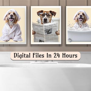 Custom Pet Portraits, Dog in Toilet, Pet in Bathtub, Custom Bathroom Dog Wall Art, Funny Pet Portrait, Pet Owner Bathroom Wall Art, Pet Gift