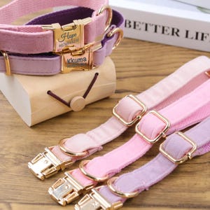 Velvet Dog Collar for Small Dog, Engraved Dog Collar Leash Set, Dog Collar with Name, Custom Pink Puppy Collar, Puppy Gift,Dog Gift,Pet Gift