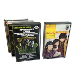 アフロディーテ・チャイルドのヴィンテージカセット、1970年代のオリジナルレトロアナログテープカートリッジ、ギリシャの名盤、希少なコレクターズアイテム