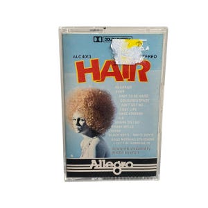 ジェローム・ラグニとジェームス・ラドのヘアーヴィンテージカセット、オリジナル1970年代レトロアナログテープカートリッジ、象徴的なアメリカのアルバム、希少なコレクターアイテム