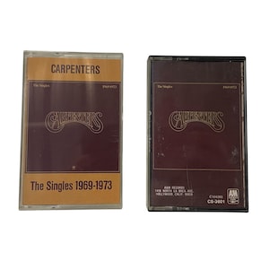 カーペンターズ ザ・シングルス 1969-1973 ヴィンテージ カセット、オリジナル 70 年代レトロ アナログ テープ カートリッジ、象徴的なイギリスのアルバム、希少なコレクターズ アイテム