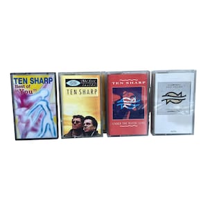 May include: Four cassette tapes featuring the band "TEN SHARP". The labels display various album art, including an abstract blue and pink design, a photo of two men, and a red cover with a person in a boat.