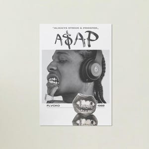 ASAP Rocky asap rocky Aesthetic Black and White Flacko 1988 Digital Poster