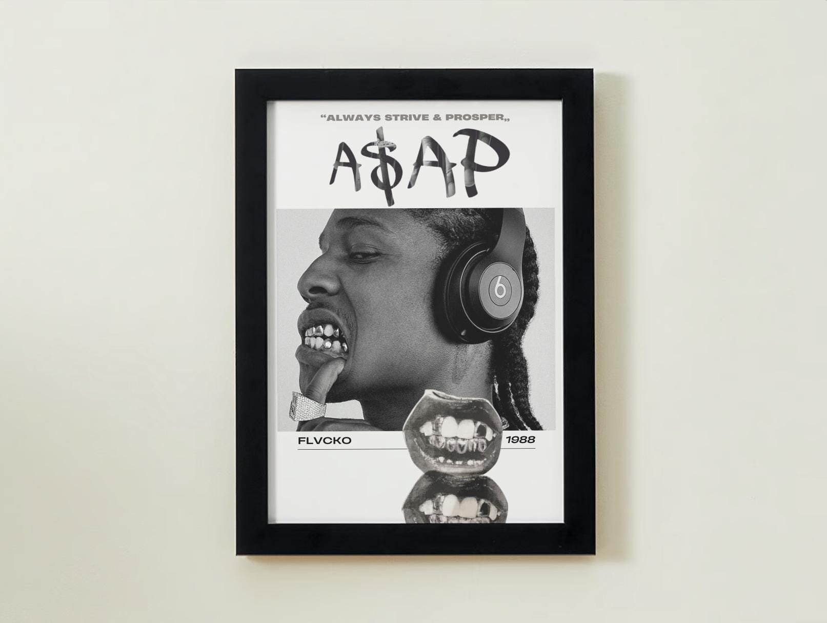 ASAP Rocky Poster | Black and White Aesthetic Flacko Art (digital