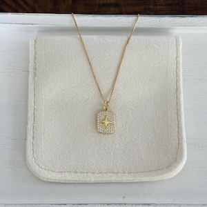 14K gold filled North Star pendant necklace; Polaris, North Star pendant on 14K gold filled 0.7mm box chain; celestial, star necklace