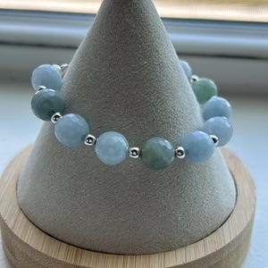 Natural Aquamarine gemstone solid sterling silver handmade bracelet