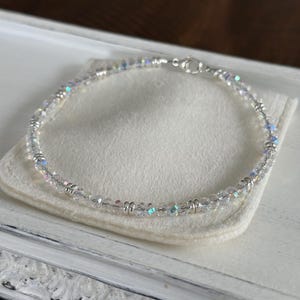 Sparkly anklet; crystal AB 925 sterling silver anklet; elegant and shimmering silver anklet; body jewelry